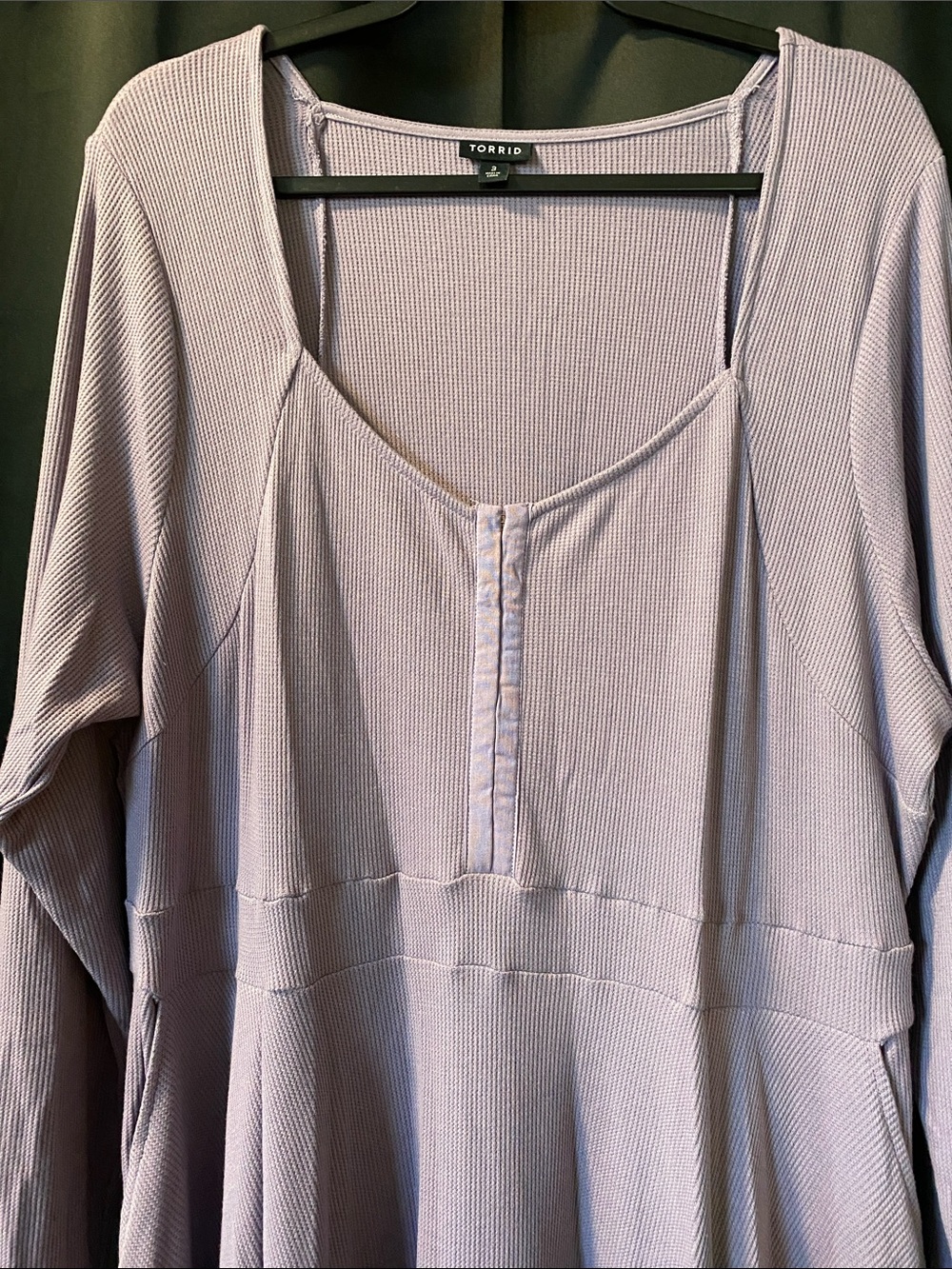 Torrid Long Sleeve Mini Waffle Skater Dress in color “Dusk” (Lavender Gray) - Picture 5 of 5